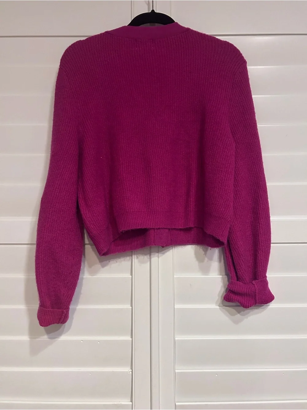 H&M Bow Embellished Cardigan Fuchsia Purple Sparkle Size Medium
